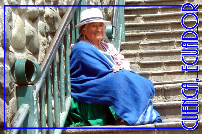 Foto Flip Friday October 2014 Theme: Blue - Cuenca, Ecuador Indigenous Lass Postcard photo Front