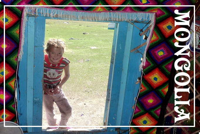 Foto Foto Flip Friday September 2014 Theme: Children of the World - Young Mongolian Lass Peering into my ger Postcard Front