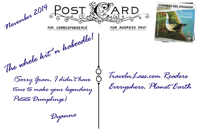 Foto Flip Friday November 2014 Theme: Travel Eats - Thanksgiving Dinner 2014 in Cuenca, Ecuador Postcard Back