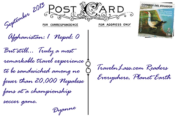 Foto Flip Friday October 2014 Theme: Faces - Futbol Fever in Kathmandu, Nepal Postcard photo Back
