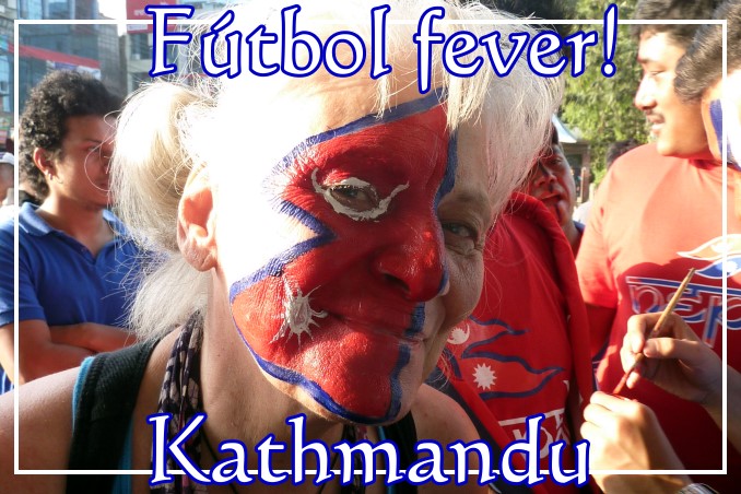 Foto Flip Friday October 2014 Theme: Faces - Futbol Fever in Kathmandu, Nepal Postcard photo Front