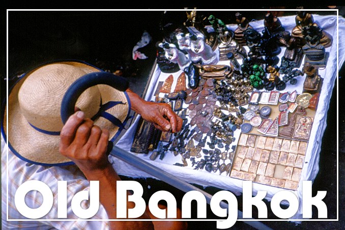 Foto Flip Friday February 2015 Theme: Markets - Bangkok, Thailand Amulet Vendor Postcard photo Front