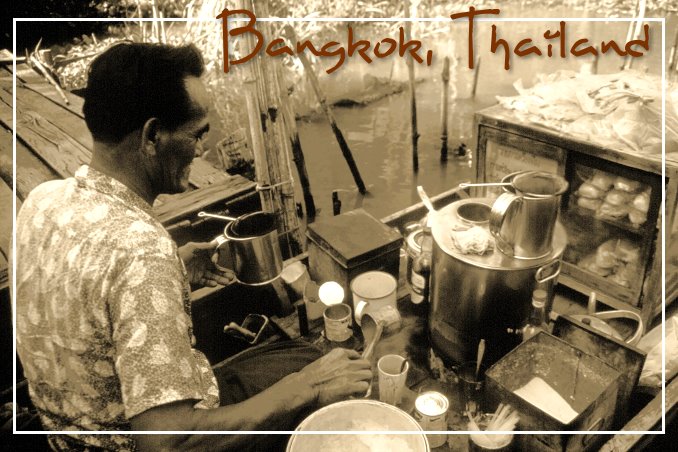Foto Flip Friday February 2015 Theme: Markets - Bangkok, Thailand sepia Postcard photo Front