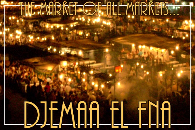 Foto Flip Friday February 2015 Theme: Markets - Djemaa El Fna, Marrakech, Morocco Postcard photo Front