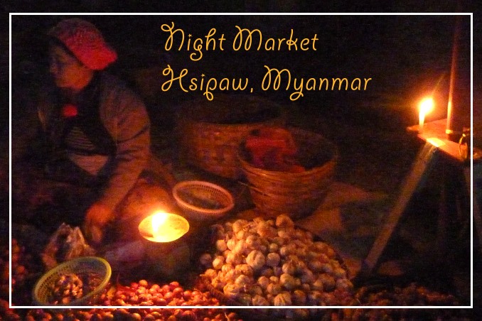 Foto Flip Friday February 2015 Theme: Markets - Hsipaw, Myanmar Night Market Postcard photo Front