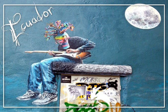 Foto Flip Friday May 2015 Theme: Cuenca Street Art Lad and Moon Postcard photo Front