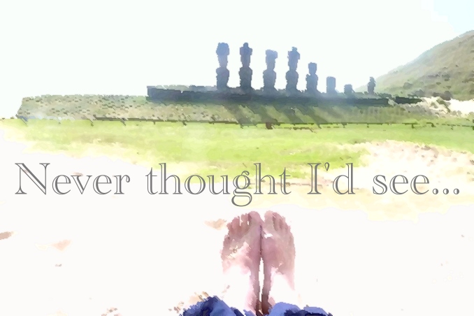 Foto Flip Friday July 2015 Theme: Toes in Situ, Easter Island Moi Toes Postcard photo Front