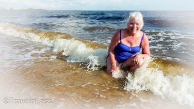 Playing in the surf at Playa Larga, Cuba