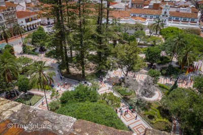 Aerial view of Parque Calderon, Cuenca, Ecuador