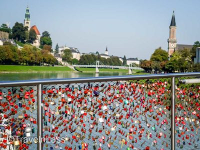 The "love locks" bridge in Salzburg, Austria