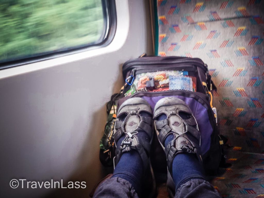 A "Traveln Toes" photo - whizzing on the train from Salzburg, Austria to Motovun, Croatia