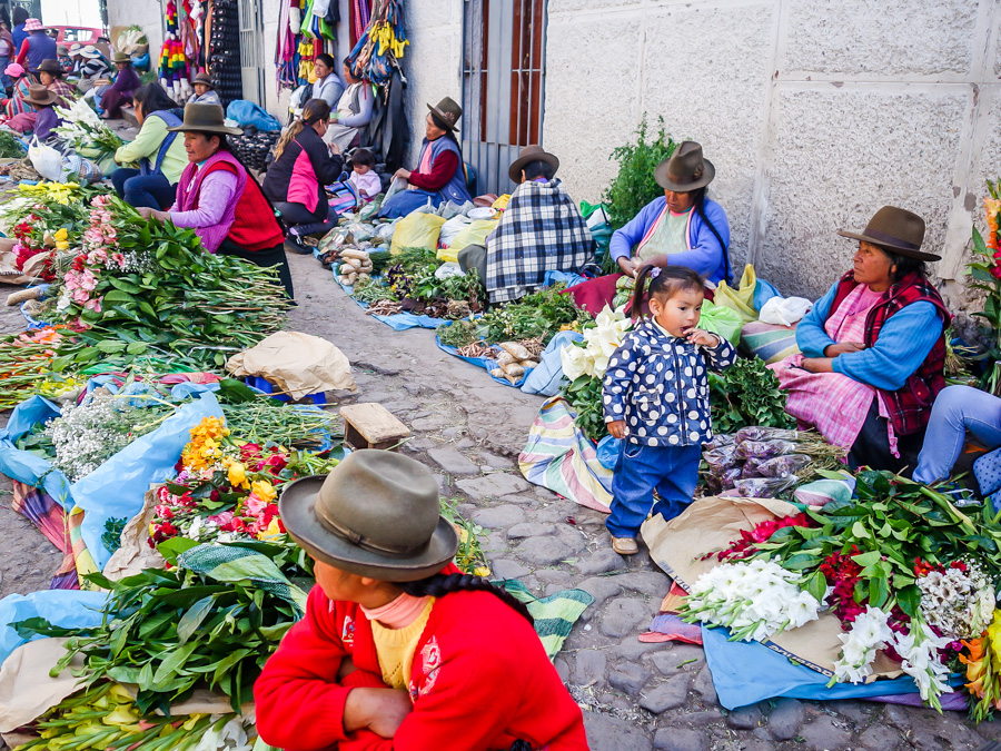 The (south) street leading to the Cusco Central Market - a bountiful collection of medicinals and flower vendors.