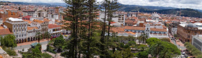 Aerial view of Parque Calderon, Cuenca, Ecuador