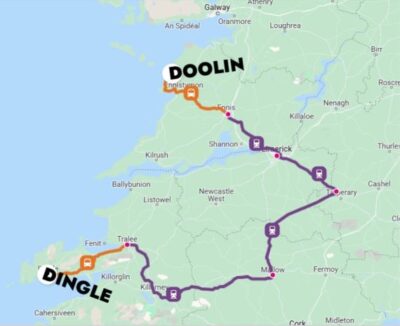 Bus, train, train, bus from Doolin to Dingle, Irealand