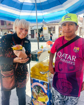 Tasty "cevichochos" street-side in Cuenca, Ecuador