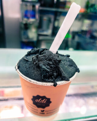 Charcoal gelato, Cartagena, Colombia
