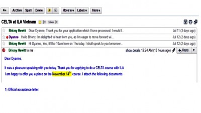 CELTAAcceptanceEmailSlider (TravelnLass Wooo-HOOO Alert!)