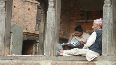 BhaktapurManReading678x383 (First Impressions:  Nepal)