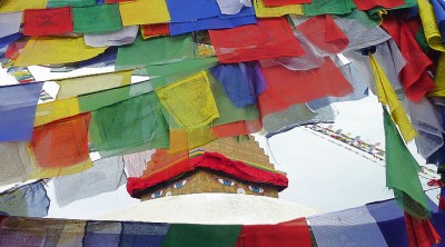 StupaPeekPrayerFlagsSlider (Catching up on Nepal:  The (almost) Final Chapter)