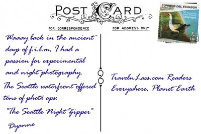 SeattleNightZipperPostcardBack (Foto Flip Friday –  August Theme:  “Yellow” (Week 3))