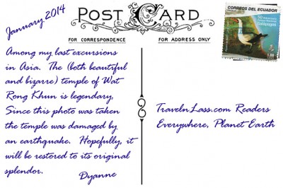 ChiangRaiWhiteTempleBlueFingernailsPostcardBACK (Foto Flip Friday –  October Theme:  “Blue” (Week 2))