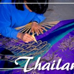 ThailandBlueSilkFanPaintingPostcardFRONT (Foto Flip Friday –  October Theme:  “Blue” (Week 2))