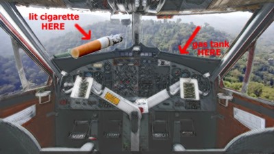 LitCigaretteAiirplane678x382 (Ecuadorian Drivers:  Petty Annoyance or Death Wish?)