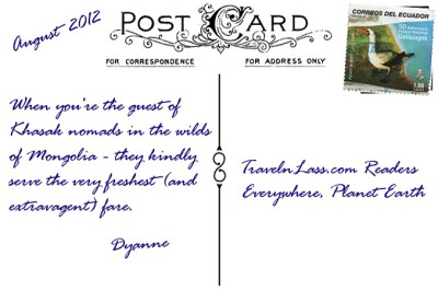 MongolianGoatPostcardBACK (Foto Flip Friday –  November Theme:  “Travel Eats” (Week 4))