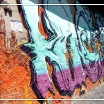 CuencaPurpleBlueOrangeAbstractPostcardFRONT (Foto Flip Friday –  May Theme:  “Cuenca Street Art” (Week 1))