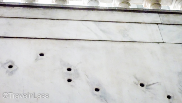 Bullet holes in the Revolution Museum in Havna Cuba