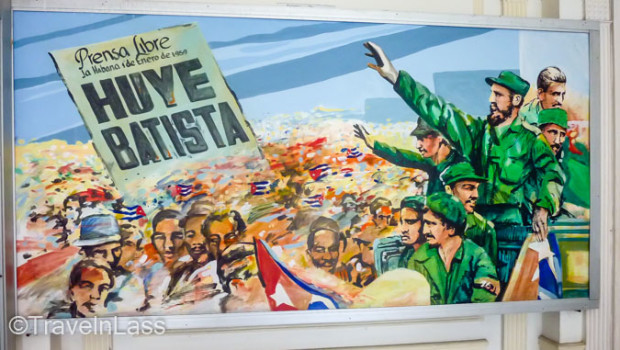Flee Batista poster in the Revolution Museum in Havana Cuba