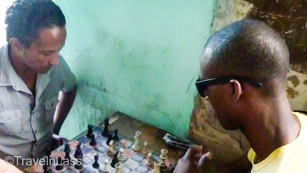Two Havana men playing chess