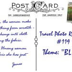 06James-FlyIcarusFlyPostcardBACK (Travel Photo Roulette #119:  BLUE (And the winner is…))