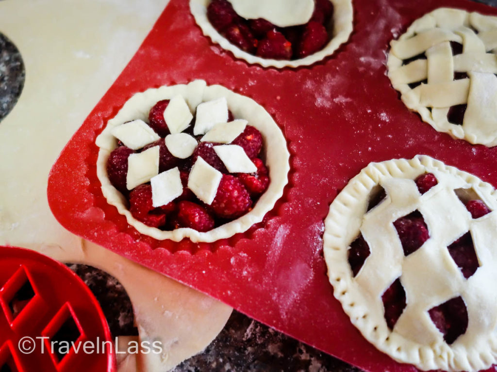 Be creative with strips or bits of dough for topping.