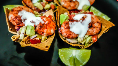 Toaster-oven Shrimp Cups with Avocado Salsa. (Recipes, Recipes, Recipes: Shrimp Cups with Avocado Salsa)