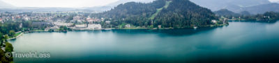Aerial panorama of Lake Bled, Slovenia (Skipping Through the Balkans: #3 Slovenia – Lake Bled)