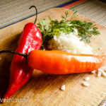Chopped onion and cilantro. (Easy “Ají de Tomate de Arbol” (Tree Tomato Salsa))