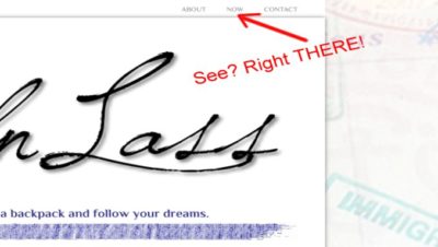 Pointer to the “NOW” page link. (What’s the TravelnLass Up To NOW???)