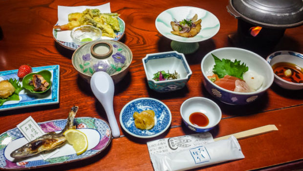 A sumptuous array of traditional Japanese dishes.