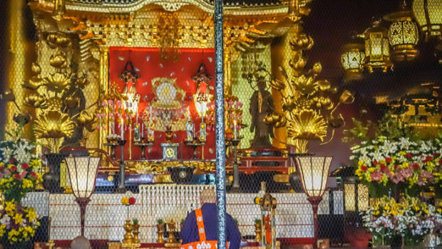 Buddhist priest inside the temple.