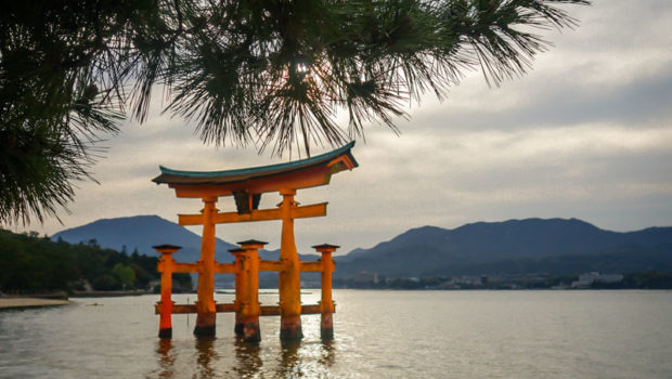 ...as the sun slowly sets on Miyajima Island.