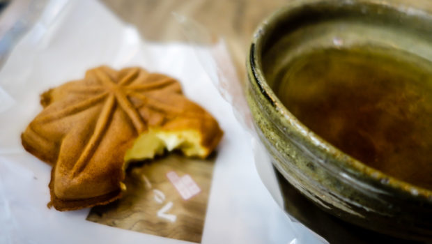 Heavenly cream-filled "Momiji" ("maple leaf") - a popular local Miyajima dessert.