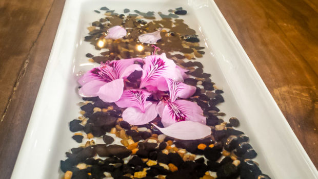 Delicate blossoms adorning the table setting