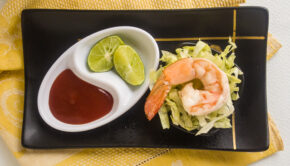 Thanksgiving Tasting Menu starter: freshly boiled shrimp.