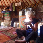 Dy sipping milk tea in Mongolian yurt (Cuenca 10 Year Anniversary!)